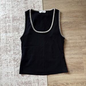 Mango Black Tank Top with Cream Trim